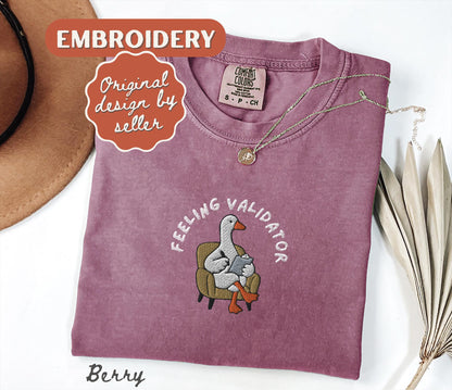 Therapist Shirt, Embroidered Comfort Colors Feeling Validator T-Shirt, Teacher Sped Mental Health Counselor Appreciation Gift